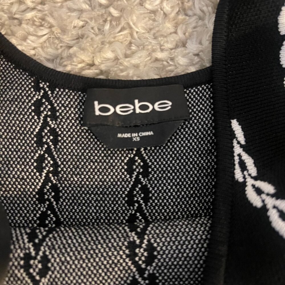 bebe Leilani Black White Knit Fit & Flare Skater Dress XS - Picture 9 of 11